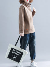 Women High Collar Color Block Pullover Sweatshirt